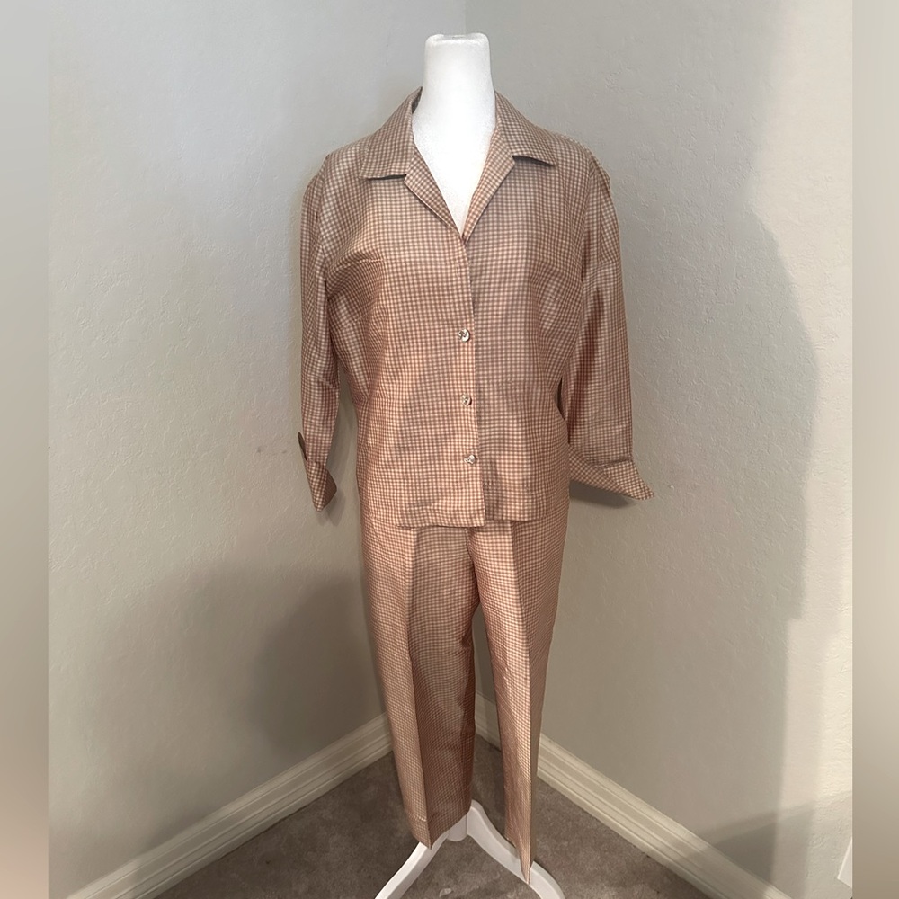 Tan Checkered Two-Piece Set